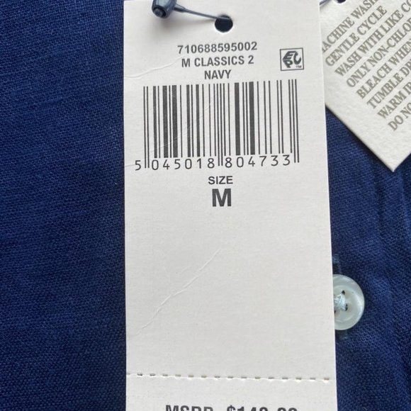 Polo Men's Linen Navy Color Long -Sleeve - Picture 7 of 8